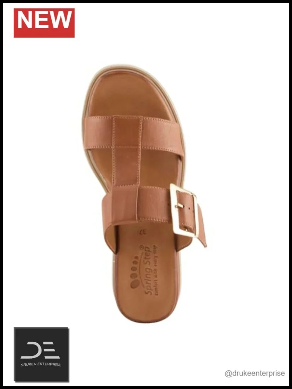 Leather Wedge Sandals with Buckle Detail, Round Toe, Slip On